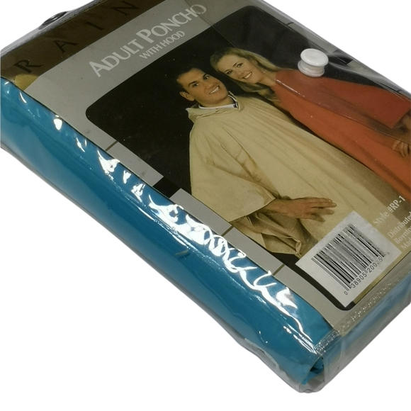 Raines Adult Poncho with Hood One Size  with Side Snaps  Blue  New - Picture 2 of 4